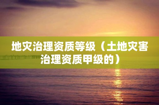 地災(zāi)治理資質(zhì)等級（土地災(zāi)害治理資質(zhì)甲級的）
