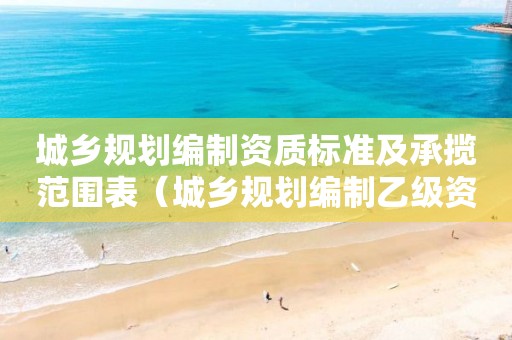 城鄉(xiāng)規(guī)劃編制資質(zhì)標(biāo)準(zhǔn)及承攬范圍表（城鄉(xiāng)規(guī)劃編制乙級資質(zhì)適用范圍）