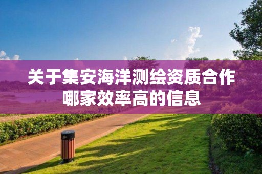 關于集安海洋測繪資質(zhì)合作哪家效率高的信息