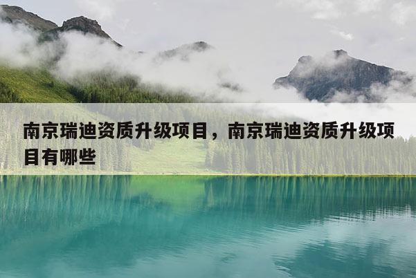 南京瑞迪資質(zhì)升級項目，南京瑞迪資質(zhì)升級項目有哪些
